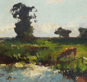 Cornelis Vreedenburgh - Polder met water, koeien, bomen en boerderij kaufen? Bieten Sie von 1000!