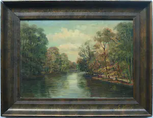 Niet of onleesbaar gesigneerd - Mogelijk Maurits van den Kerkhoff (1830-1908) - Olieverf op doek , Bosgezicht kopen? Bied vanaf 1!