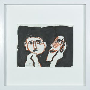 Jan Sierhuis - Compositie met twee koppen - Ingelijst kopen? Bied vanaf 1!