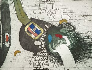 Michel van Overbeeke - Ets met bladgoud, Breaking down kopen? Bied vanaf 70!