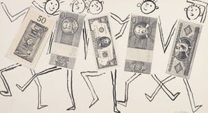 Aat Veldhoen - Collage, Geldmannen kopen? Bied vanaf 50!