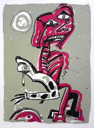 Lucebert - Weduwe van de zee, zeefdruk (groot formaat, kleine oplage) verkocht voor € 250!