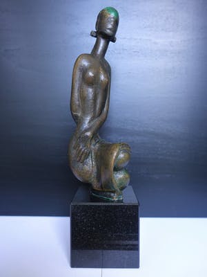 Brons (Onbekend) - zittend naakt, zeer mooi beeldje kopen? Bied vanaf 175!