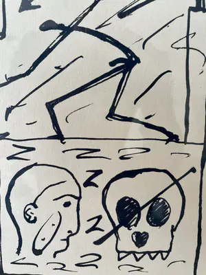 A.R. Penck - Zeldzame - Handgesigneerde litho - Compositie met figuren - Ingelijst kopen? Bied vanaf 165!