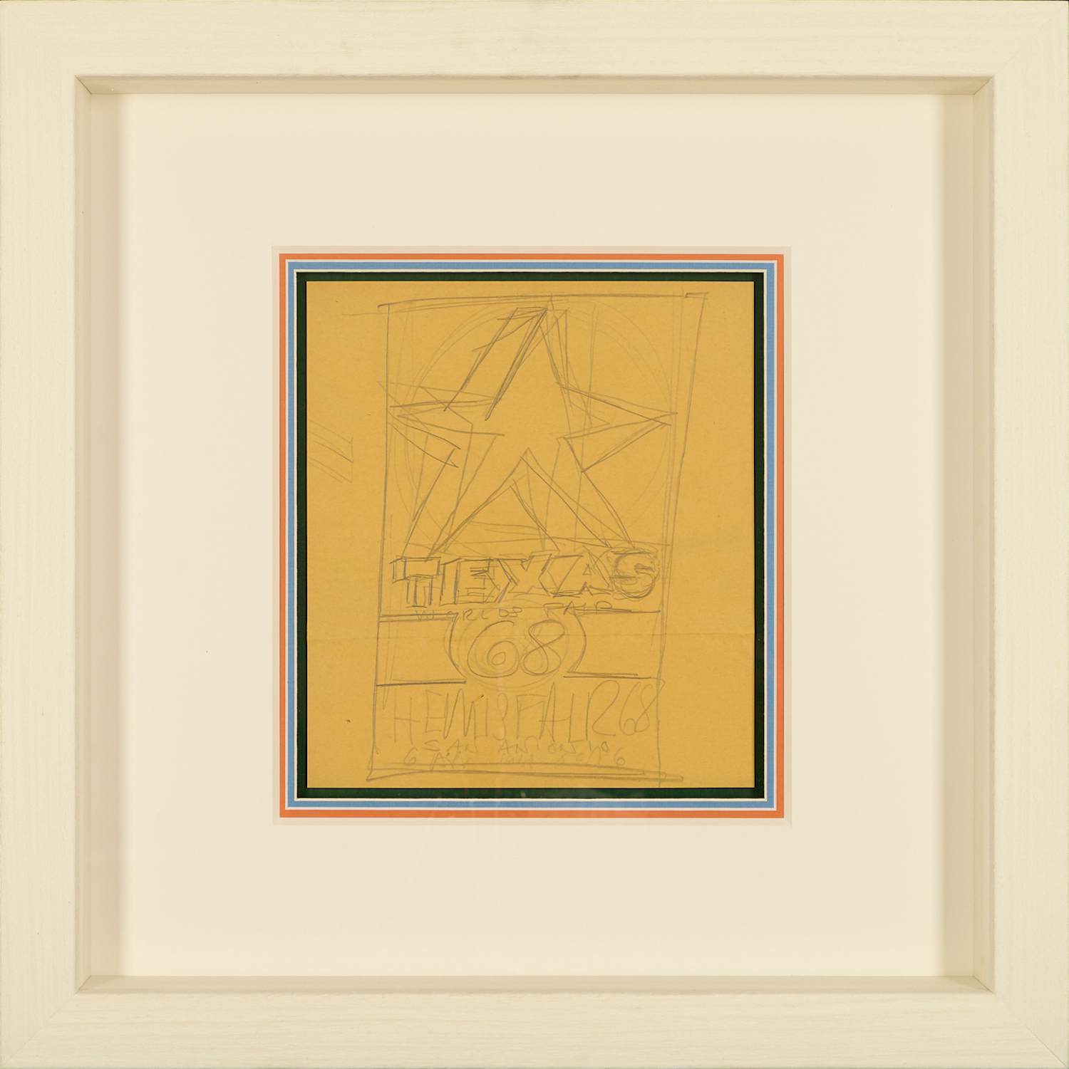 Buy Robert Indiana - Originaler Entwurfszeichnung für HEMISFAIR 68 - professionell gerahmt? Bid from 2850!