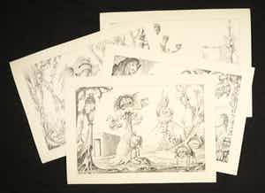 Johfra - Lot van vier litho's, Schizophrenia I, II, III, IV verkocht voor € 60!