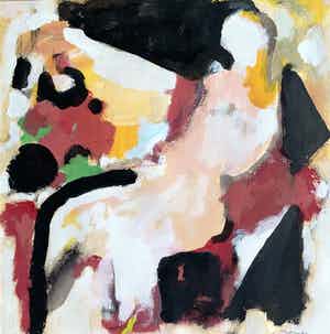 Eugene Brands - kleurrijke gouache - 'Vrouw in fauteuil' - 1974 verkocht voor € 1900!