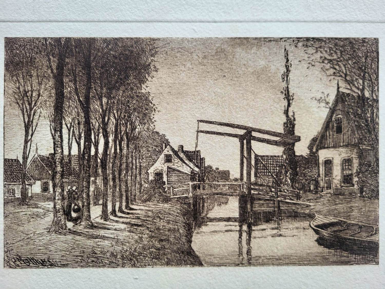 Oskar Paul Matthes - Dorpsgezicht met ophaalbrug. kopen? Bied vanaf 35!