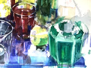 Anthonie Mandos - Stilleven met geblokte doek - Aquarel kopen? Bied vanaf 160!