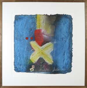 Theo Koster - Zeefdruk en collage, Zonder titel - Ingelijst verkocht voor € 40!