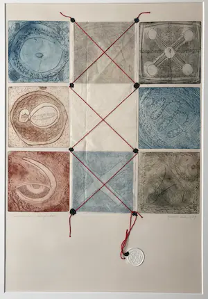 Peter Westen - 6 symbolen in één - collage met etsen kopen? Bied vanaf 50!