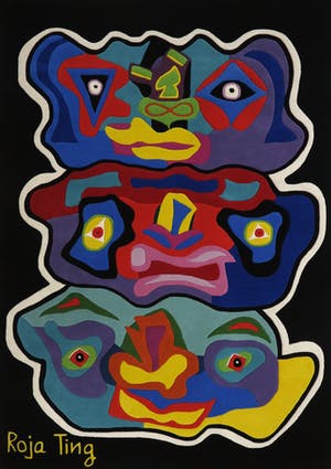 Roja Ting - Scheerwollen (wand)kleed, Three Faces (Zeer groot) kopen? Bied vanaf 500!