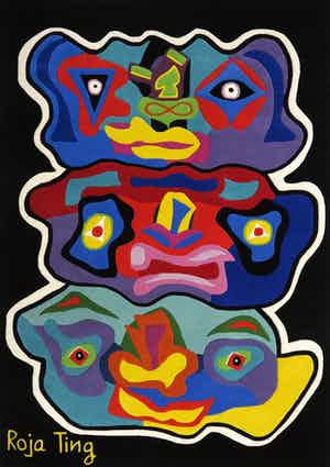 Roja Ting - Scheerwollen (wand)kleed, Three Faces (Zeer groot) verkocht voor € 500!