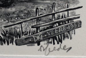 Dirk van Gelder - Houtgravure: De Cysterne, Veere - 1952 kopen? Bied vanaf 49!