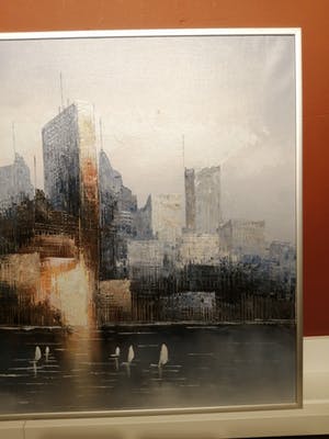 Niet of onleesbaar gesigneerd - James Belton Bonsall: Olieverf op doek, Skyline - Ingelijst kopen? Bied vanaf 1!