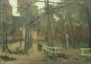 Annie Bruin - Olieverf op doek , Dorpsgezicht Laren? – Lijst, 34 x 44½ cm kopen? Bied vanaf 1!