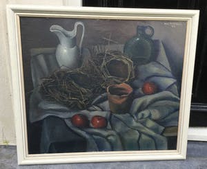 Bert Blokhuis - C4371-2, Stilleven met kannen, nestjes en tomaten kopen? Bied vanaf 250!
