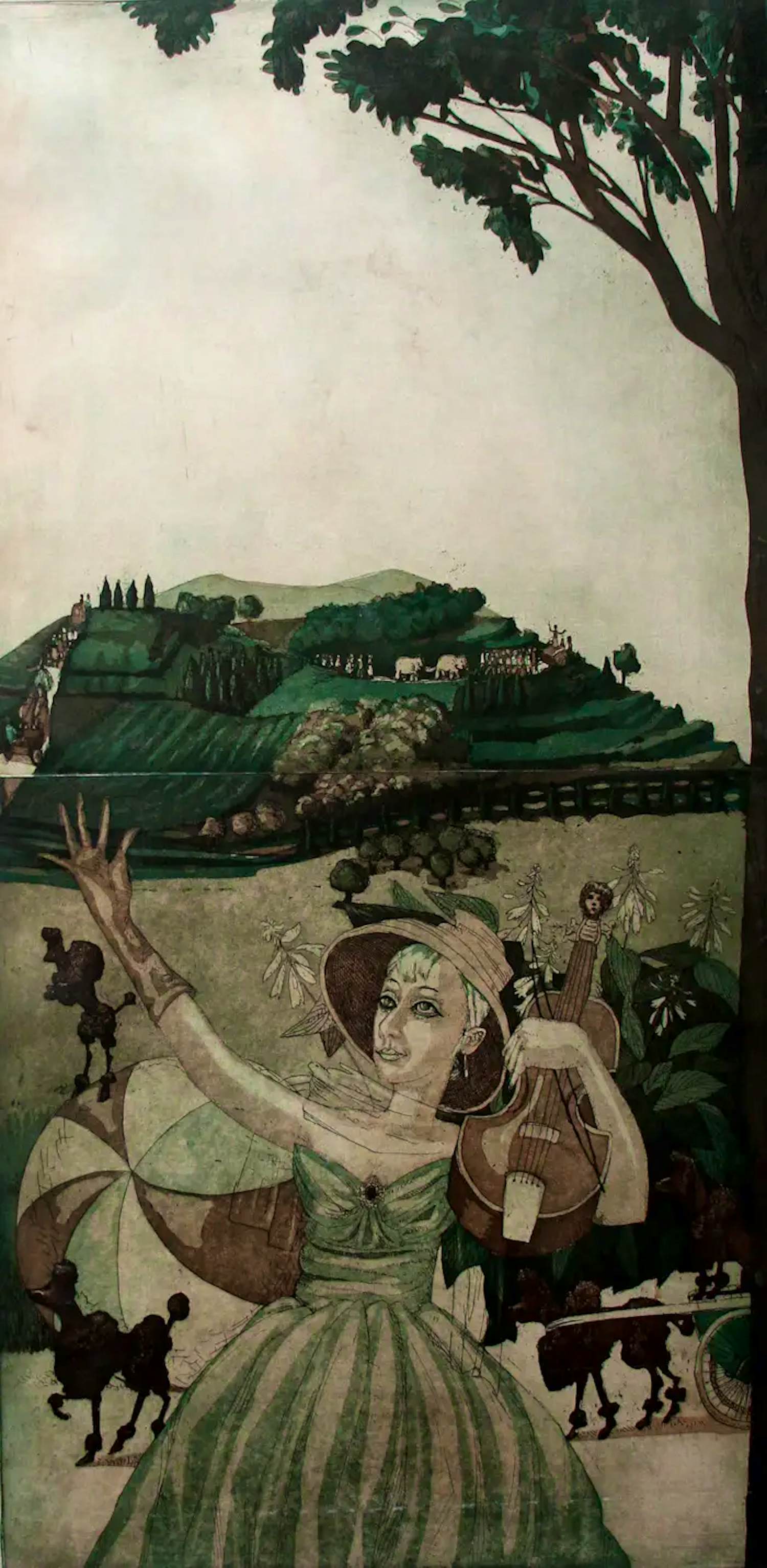 Cees Landsaat - Ets/aquatint: De parade II - 1977 kopen? Bied vanaf 49!