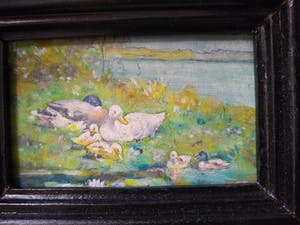Niet of onleesbaar gesigneerd - Eendenfamilie aan de waterkant kopen? Bied vanaf 1!