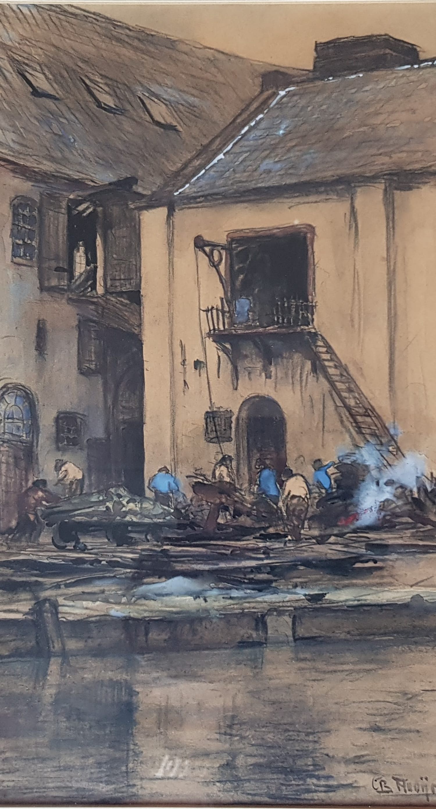 Gijsbert Hooyer - krijttekening/aquarel - handgesigneerd kopen? Bied vanaf 95!