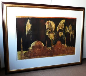 Ru van Rossem - Herinnering aan Istanbul, aquatint ets met reliëfdruk (mooi ingelijst, groot!) kopen? Bied vanaf 175!