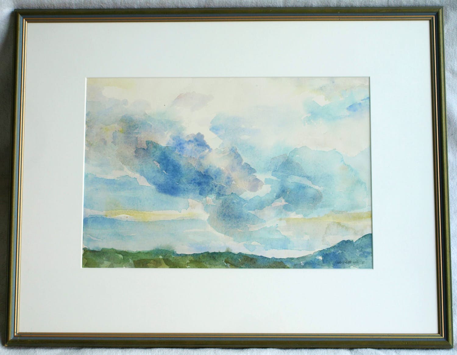 Niet of onleesbaar gesigneerd - Ingelijste aquarel , Wolkenlucht - 1978 kopen? Bied vanaf 1!
