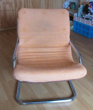 Niet of onleesbaar gesigneerd - Vintage Buisframe fauteuil met stoffen zitting kopen? Bied vanaf 1!