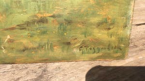 Geo Poggenbeek - polderlandschap met wilgen en vennetje met koe. kopen? Bied vanaf 115!