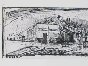Wim Motz - Baggerwerk Kralingerhout - Pen/inkttekening kopen? Bied vanaf 1!