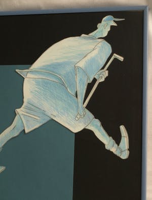 Guido van Driel - Ingelijste collage & tekening , “Golfers 2” – 1993 kopen? Bied vanaf 90!