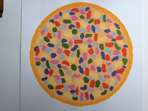 Niet of onleesbaar gesigneerd - Ronde abstracte voorstelling - zeefdruk op licht karton kopen? Bied vanaf 1!