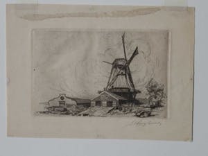 Maarten Langbroek - houtzaagmolen met bijgebouw - gesigneerd kopen? Bied vanaf 1!