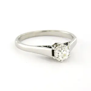 14k witgouden solitair ring met Bolsjewiek geslepen diamant tot. 0.48ct kopen? Bied vanaf 410!