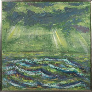 Bitia Rosendor - Acryl op karton, De zee - Ingelijst kopen? Bied vanaf 1!