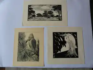Jan Schonk - 3 werkjes , Reiger, ijsvogel en Wolfheze. verkauft für € 70!