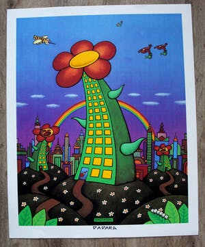 Dadara - zeefdruk: Flowerbuilding (laatste exemplaar) kopen? Bied vanaf 100!