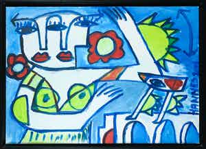 Hannes Kuiper - Olieverf op doek, Zonder titel V - Ingelijst verkocht voor € 100!