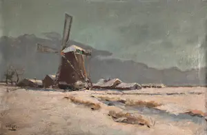 AcheterJacob Boudewijn Volkers - Molen in de sneeuw bij Hoogmade? Enchérissez de 50!