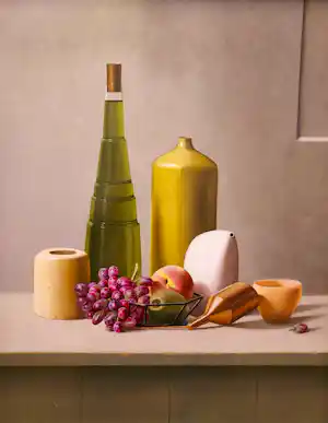 Jan Hoedemakers - Stilleven met fruit en Art deco flessen verkauft für € 495!