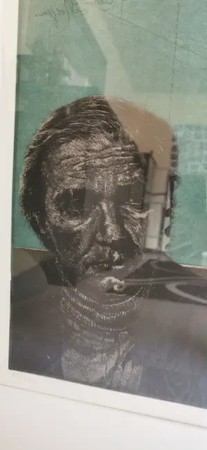 Alf Welski - Sinnierender Mann vor weiblichem Akt mit Kleidung über Wäscheleine kopen? Bied vanaf 70!