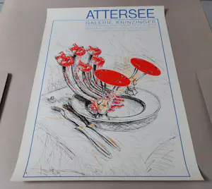 Buy Christian Ludwig Attersee - Original Ausstellungsplakat Tellerlampe Galerie Krinzinger Innsbruck 1974? Bid from 60!