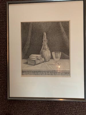 Antoinette van Hoytema - Stilleven met fles, boeken en glas kopen? Bied vanaf 75!