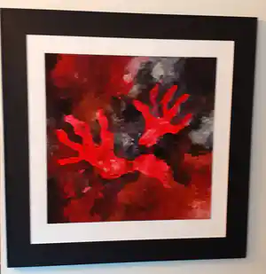 Armando - Rode Handen (schitterend gelijst!) verkocht voor € 275!