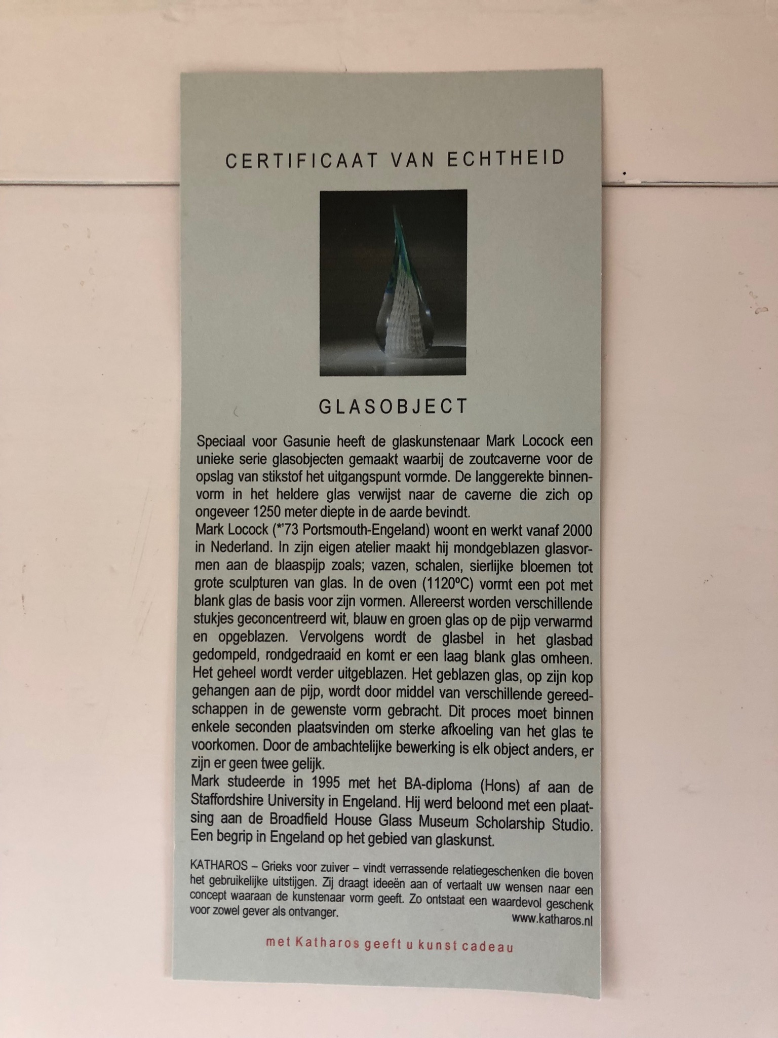 Mark Locock - Glasobject kopen? Bied vanaf 75!