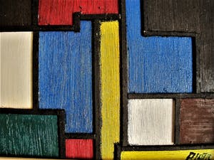 Pjotr van Oorschot - Geometrische Hout en Acrylverf Collage "Hommage a de Stijl" gesigneerd kopen? Bied vanaf 10!