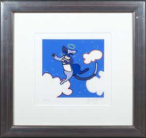 Shunyam - Zeefdruk, Kat in de wolken - Ingelijst verkocht voor € 35!