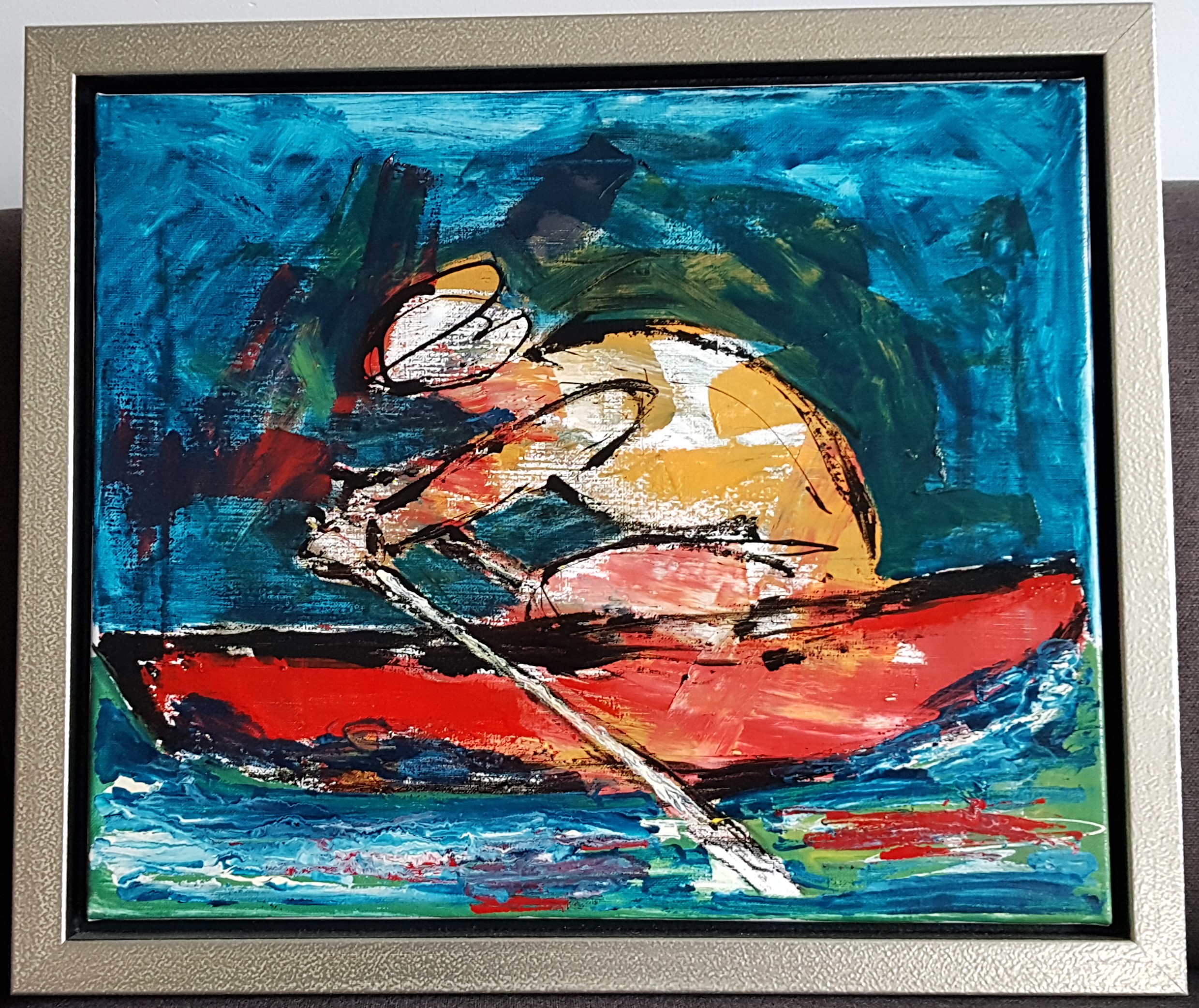 Martin van Wordragen - Martin van Wordragen Roeier schilderij + oevreboek + certificaat verkocht voor € 299!