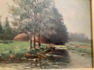 Suze ter Gast-Rosse - zeer Fraai groot landschap , gesigneerd en ingelijst . kopen? Bied vanaf 30!