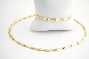 83- Magnifieke 18 Krt  gouden SET (collier & armband) -  Bamboe-schakel kopen? Bied vanaf 1140!