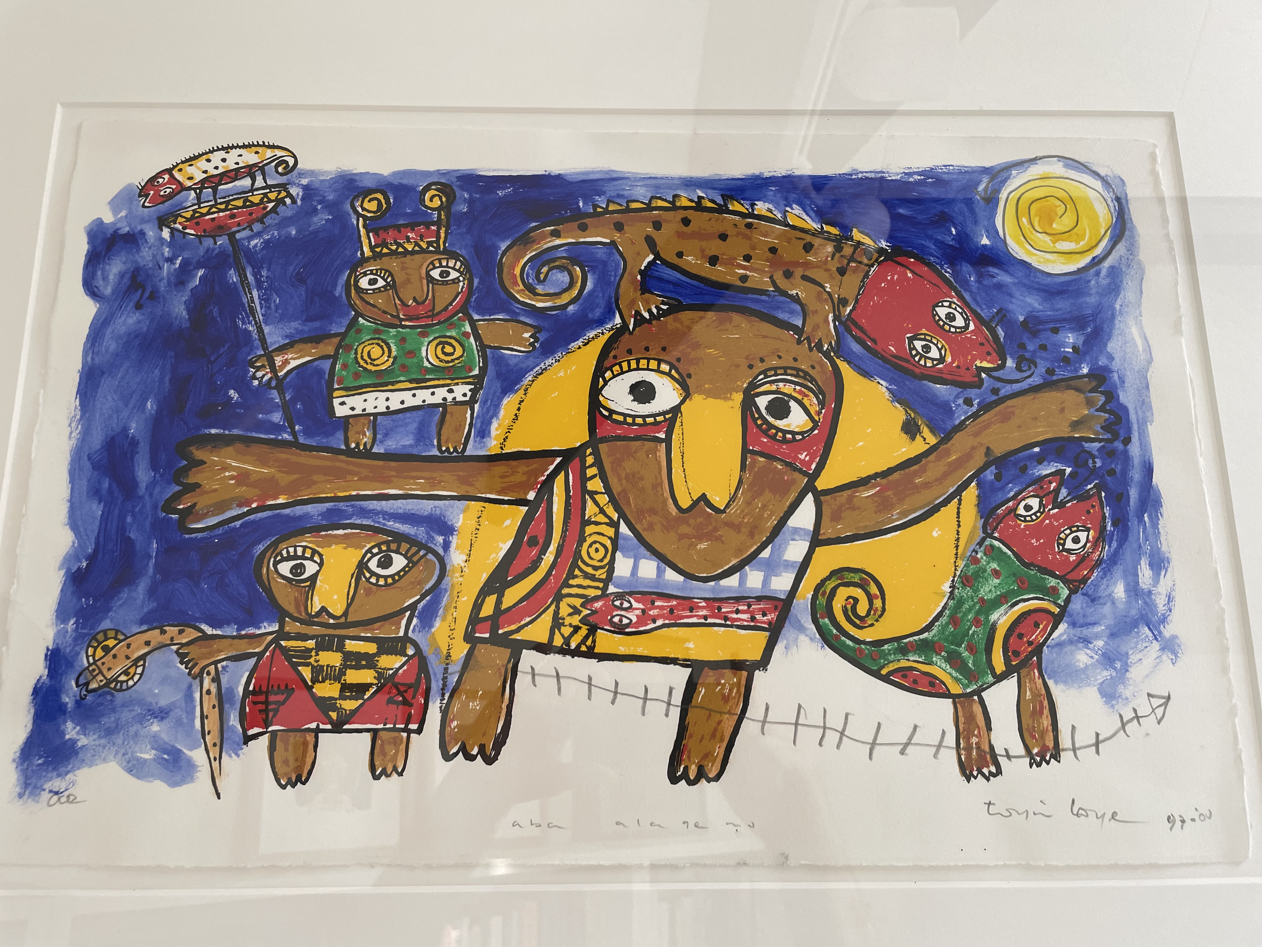 Toyin Loye - kleurrijke litho ingelijst kopen? Bied vanaf 250!